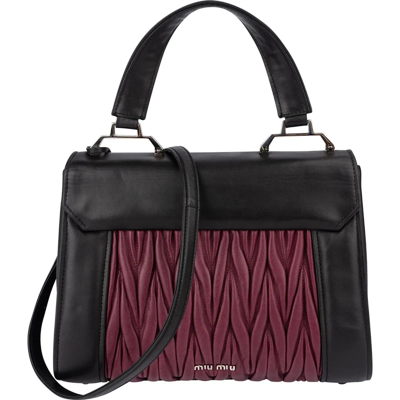 Miu Miu Matelassé Bicolor Nappa Leather Confidential Coffer Handbag