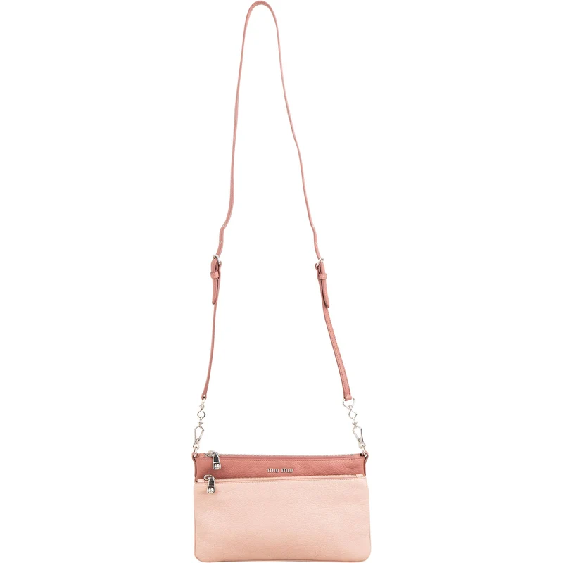 Miu Miu Grained Leather Double Zip Crossbody Bag