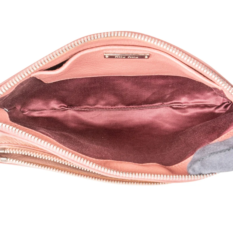 Miu Miu Grained Leather Double Zip Crossbody Bag