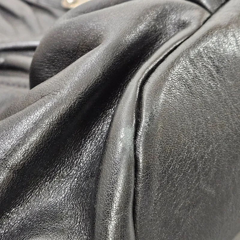Miu Miu Noir Calfskin Coffer Pocket Tote Shoulder Bag