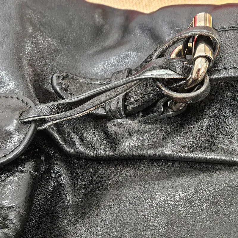 Miu Miu Noir Calfskin Coffer Pocket Tote Shoulder Bag