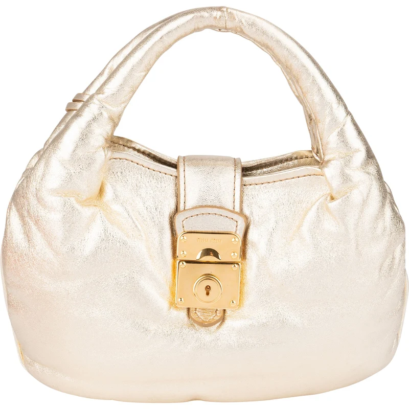 Miu Miu Soft Golden Vitello Shine Leather Small Coffer Handbag