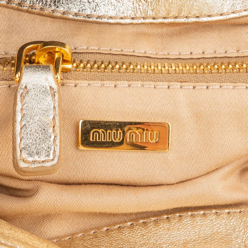 Miu Miu Soft Golden Vitello Shine Leather Small Coffer Handbag