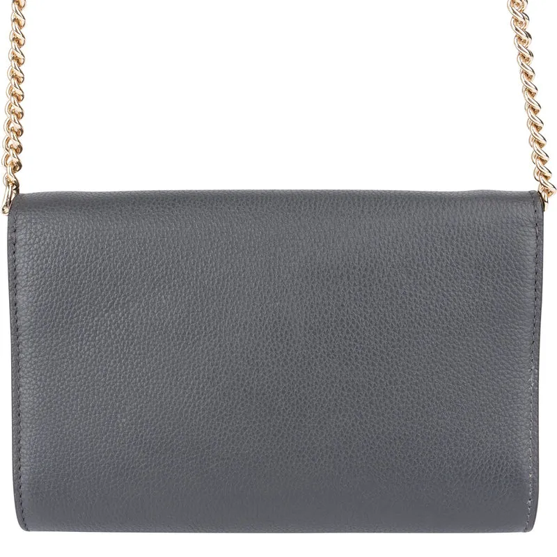 Salvatore Ferragamo Pebbled Leather Gancini Wallet On Chain Crossbody Bag