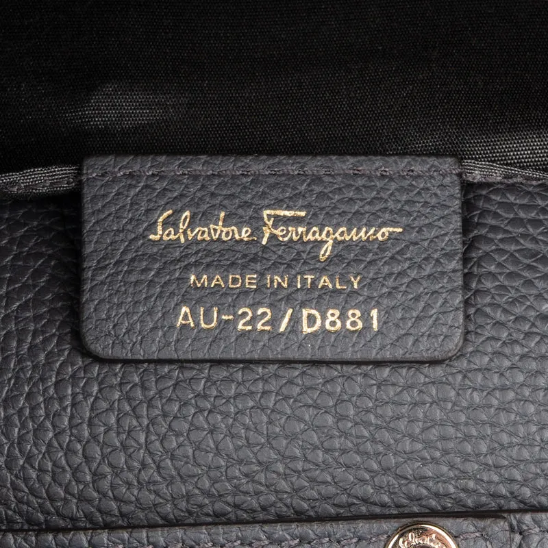 Salvatore Ferragamo Pebbled Leather Gancini Wallet On Chain Crossbody Bag