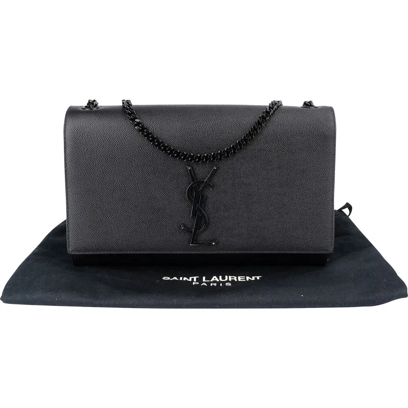 Saint Laurent Grain De Poudre Embossed Leather Kate Chain Crossbody Bag