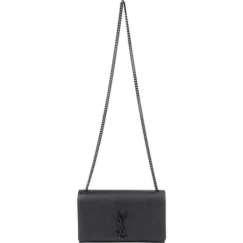 Saint Laurent Grain De Poudre Embossed Leather Kate Chain Crossbody Bag