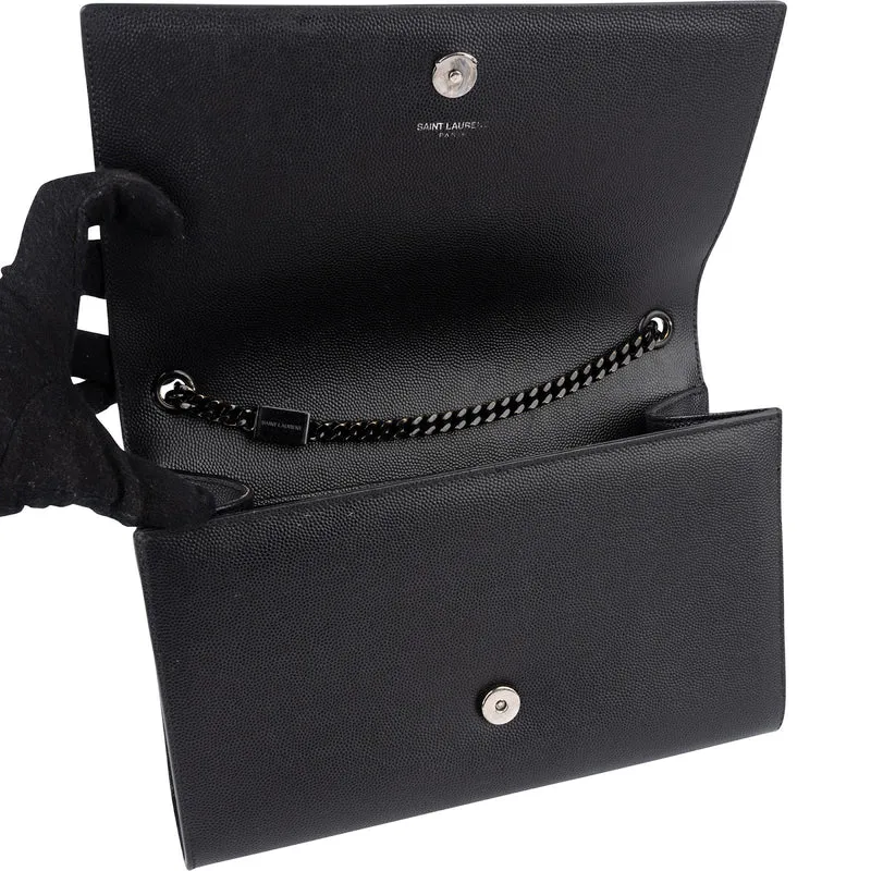 Saint Laurent Grain De Poudre Embossed Leather Kate Chain Crossbody Bag
