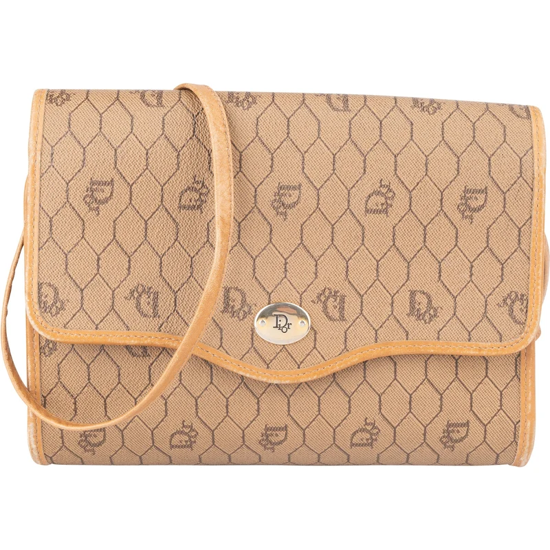 Christian Dior Vintage Honeycomb Monogram Canvas Flap Crossbody Bag