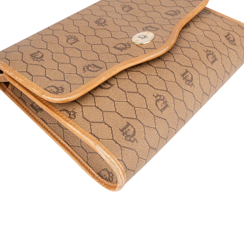 Christian Dior Vintage Honeycomb Monogram Canvas Flap Crossbody Bag