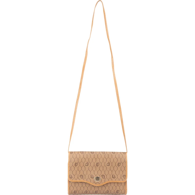 Christian Dior Vintage Honeycomb Monogram Canvas Flap Crossbody Bag