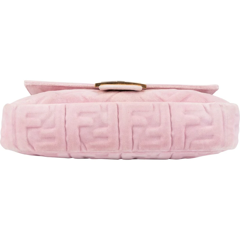 Fendi Monogram FF Embossed Suede Baguette Crossbody Handbag