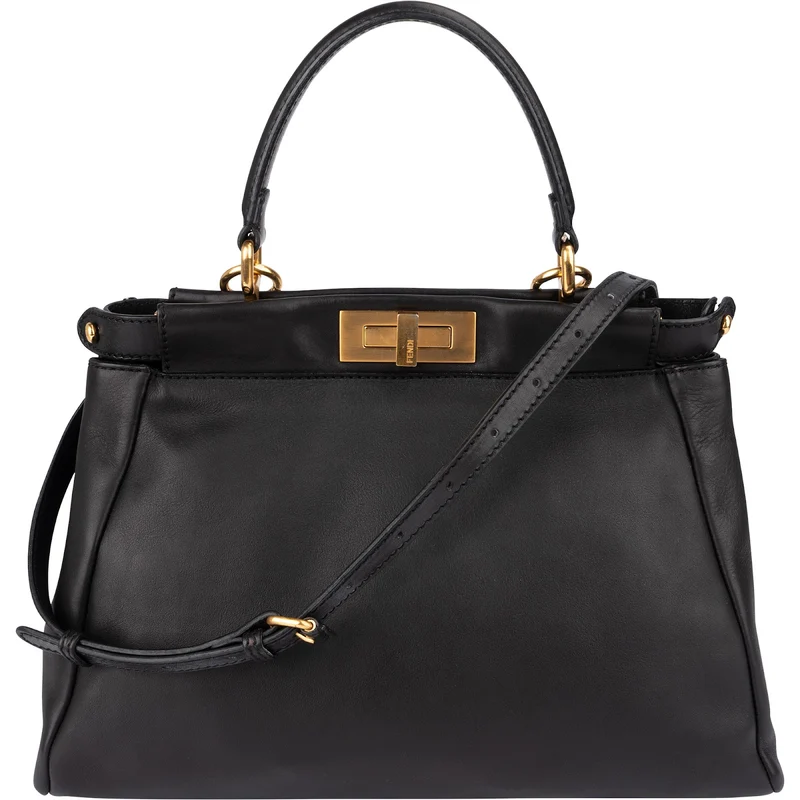 Fendi Black Calfskin Peekaboo Handbag