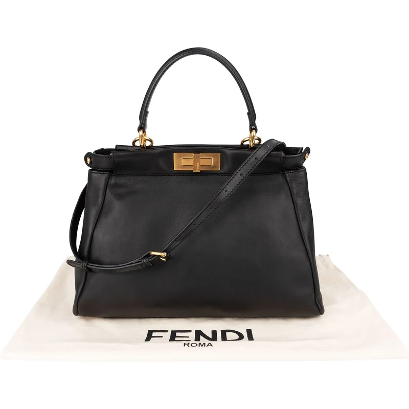 Fendi Black Calfskin Peekaboo Handbag