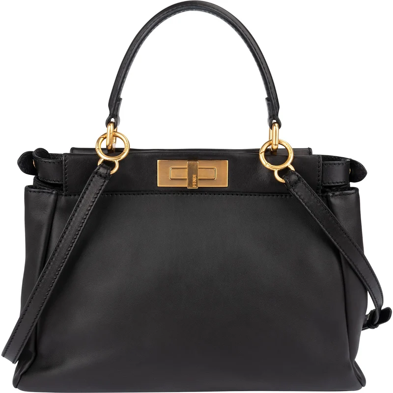 Fendi Black Calfskin Peekaboo Handbag