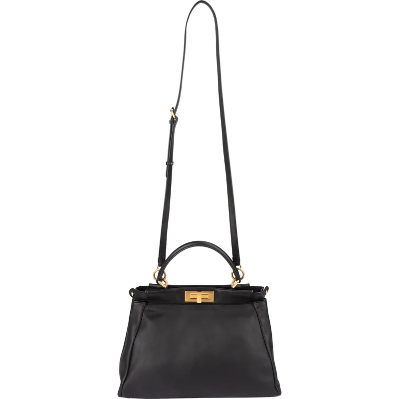Fendi Black Calfskin Peekaboo Handbag