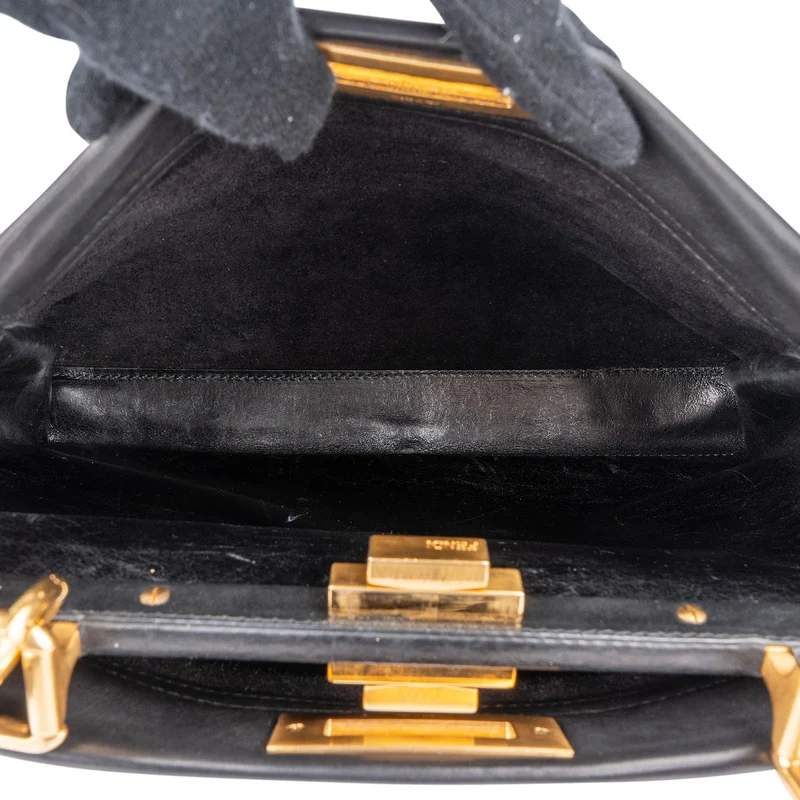 Fendi Black Calfskin Peekaboo Handbag