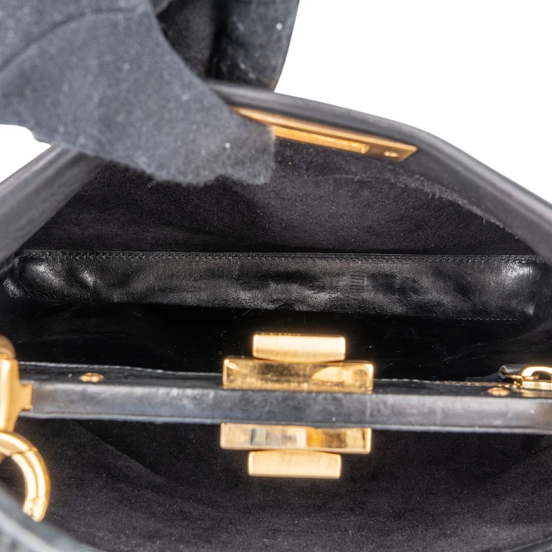 Fendi Black Calfskin Peekaboo Handbag