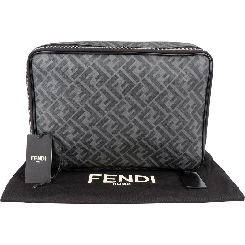 Fendi Monogram FF Canvas Pouch Accessoires Case Clutch