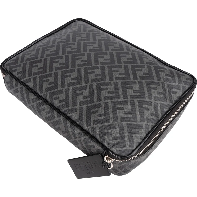 Fendi Monogram FF Canvas Pouch Accessoires Case Clutch