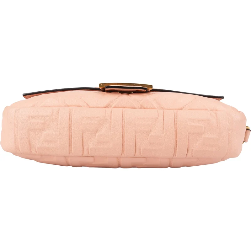 Fendi Embossed Monogram FF Leather Baguette Shoulder Crossbody Bag