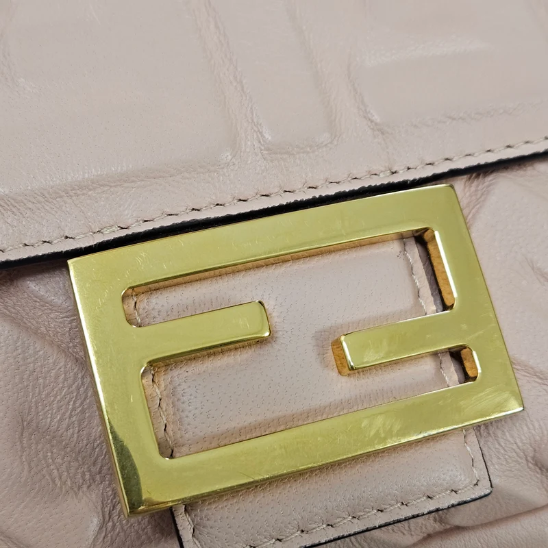 Fendi Embossed Monogram FF Leather Baguette Shoulder Crossbody Bag