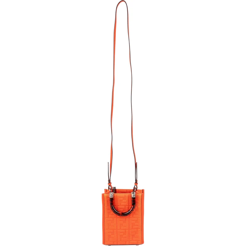 Fendi Embroidered Monogram FF Canvas Sunshine Mini Tote Crossbody Handbag