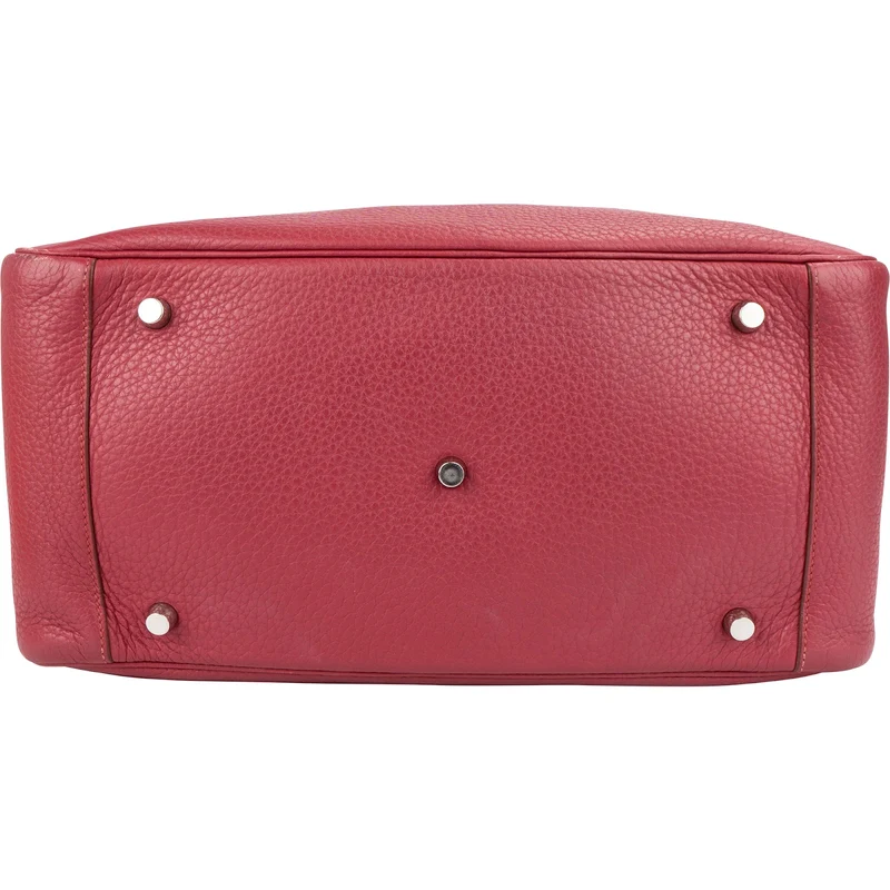 Hermès Clemence Leather Palladium Lindy 34 Rubis Handbag