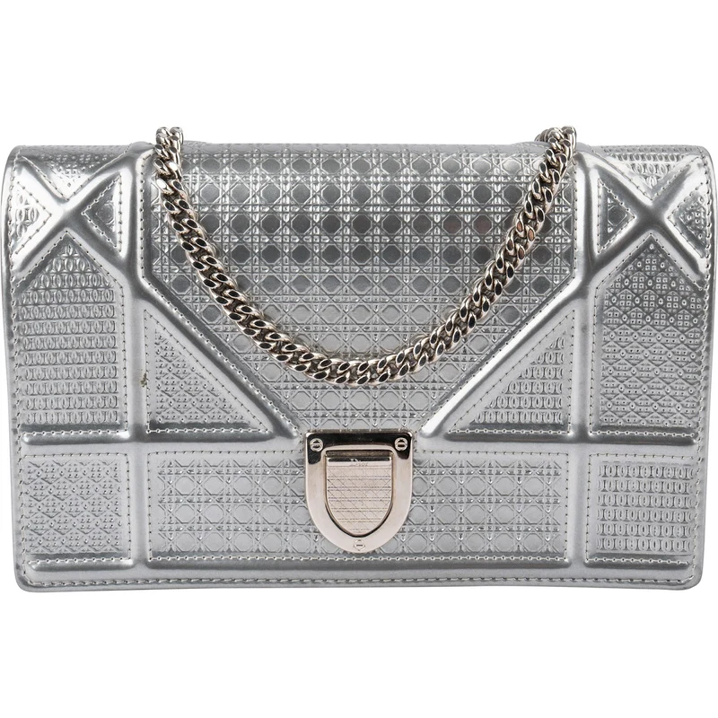 Christian Dior Metallic Patent Leather Diorama Flap Crossbody Bag