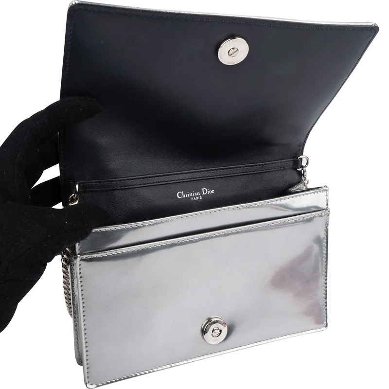 Christian Dior Metallic Patent Leather Diorama Flap Crossbody Bag