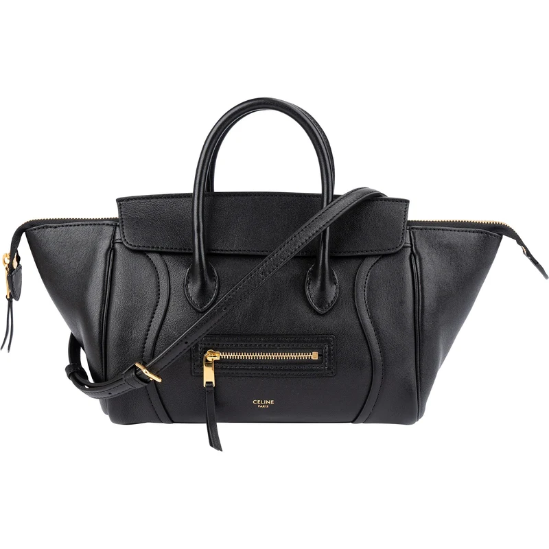 Celine Grained Calfskin Luggage East West Nano Handbag