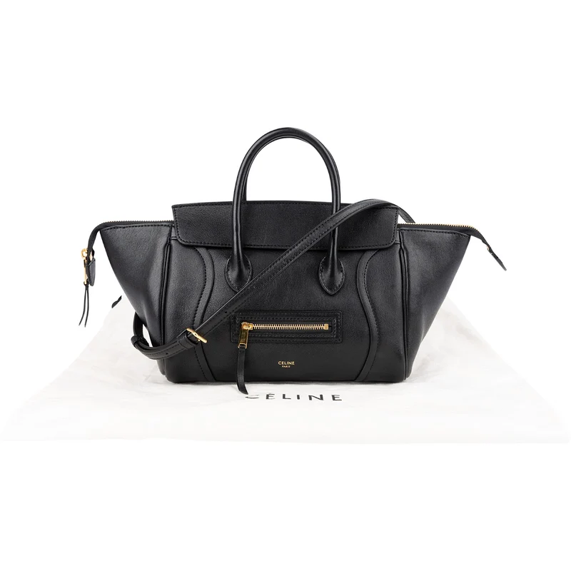 Celine Grained Calfskin Luggage East West Nano Handbag