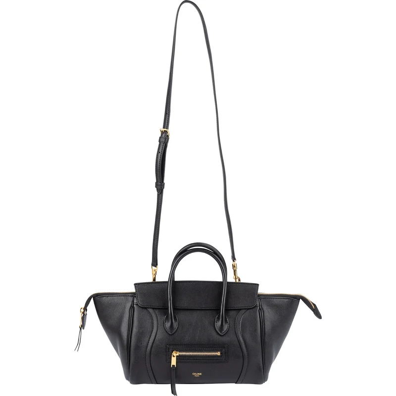 Celine Grained Calfskin Luggage East West Nano Handbag