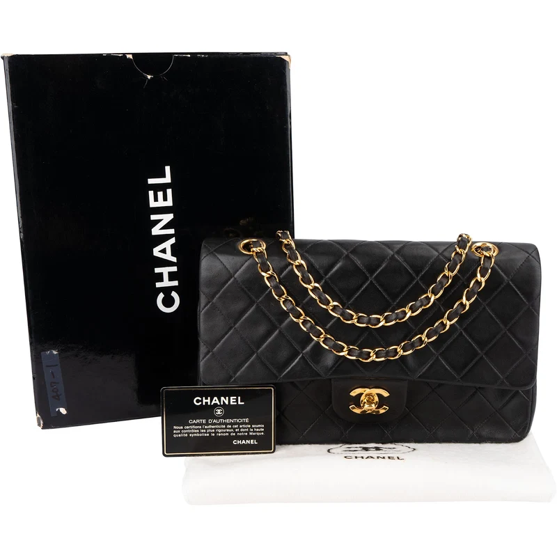 Chanel Quilted Lambskin 24K Gold Medium Double Flap Shoulder Bag