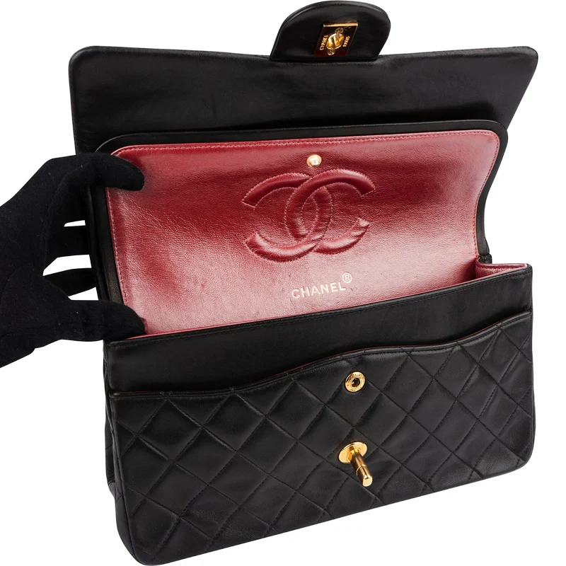 Chanel Quilted Lambskin 24K Gold Medium Double Flap Shoulder Bag