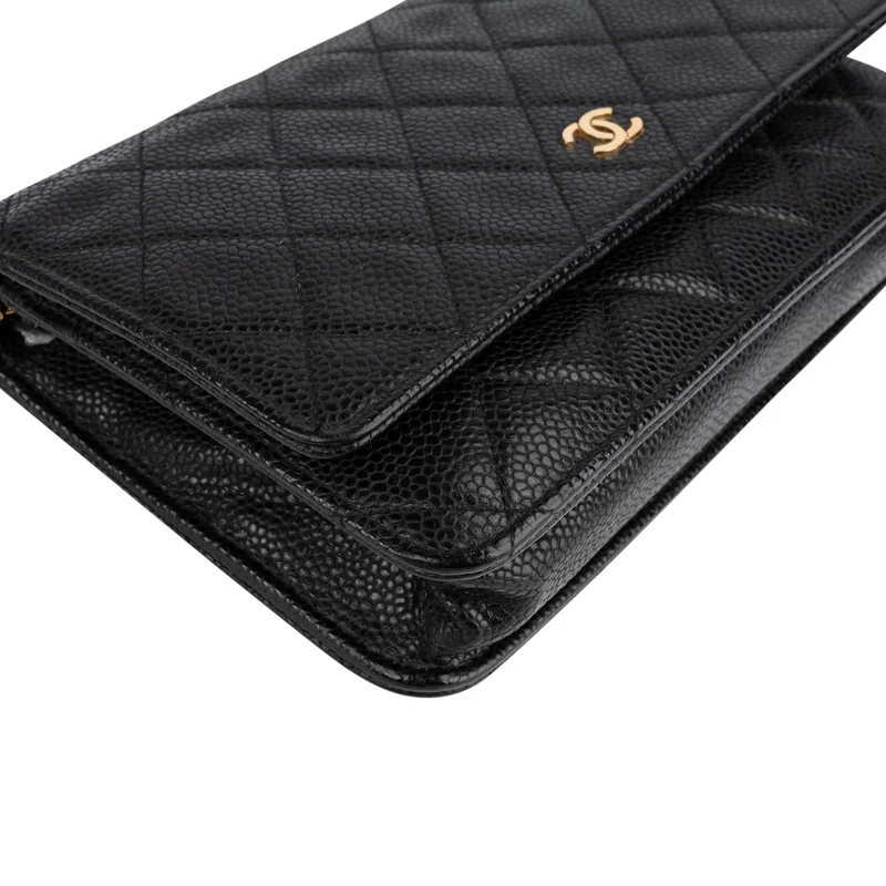 Chanel Quilted Caviar Palladium Wallet On Chain Crossbody Bag