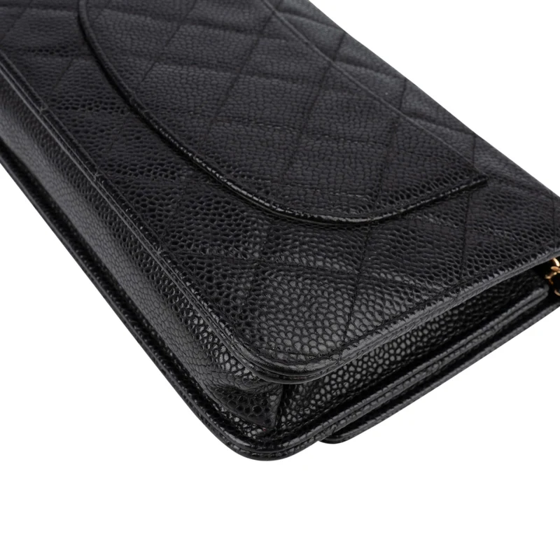 Chanel Quilted Caviar Palladium Wallet On Chain Crossbody Bag