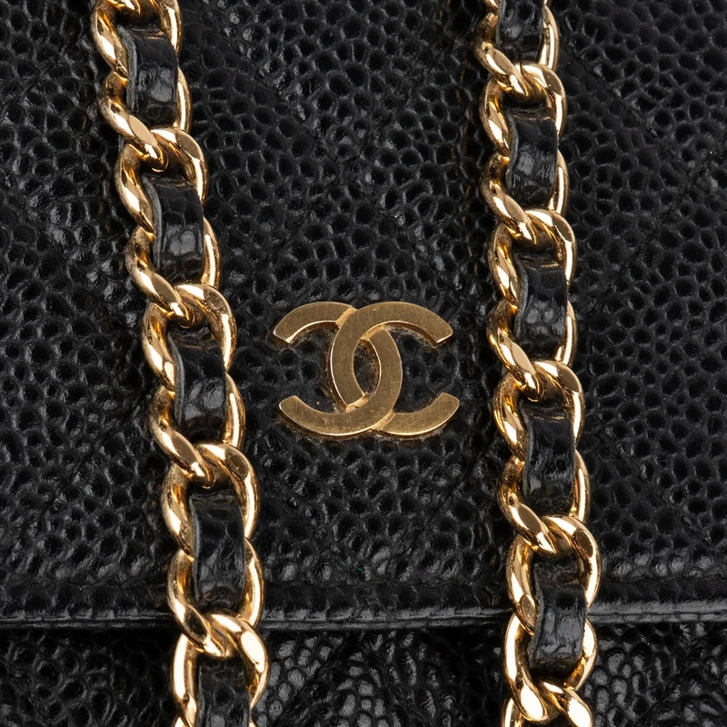 Chanel Quilted Caviar Palladium Wallet On Chain Crossbody Bag