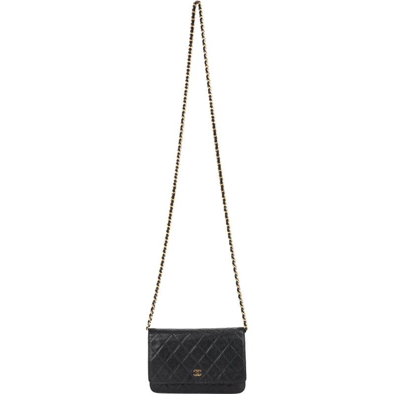 Chanel Quilted Caviar Palladium Wallet On Chain Crossbody Bag