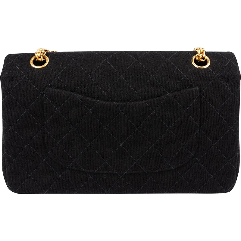 Chanel Quilted Jersey 24K Gold Medium Double Flap Crossbody Bag