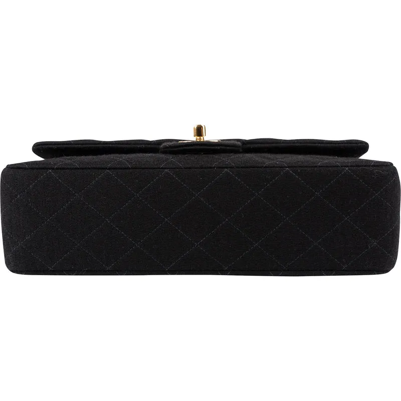 Chanel Quilted Jersey 24K Gold Medium Double Flap Crossbody Bag