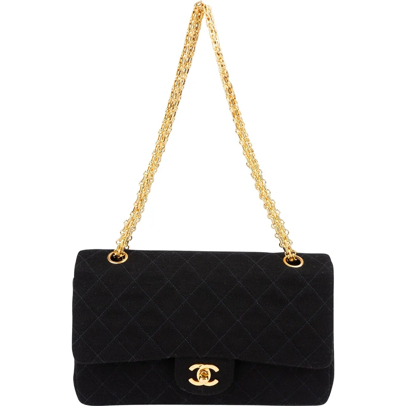Chanel Quilted Jersey 24K Gold Medium Double Flap Crossbody Bag
