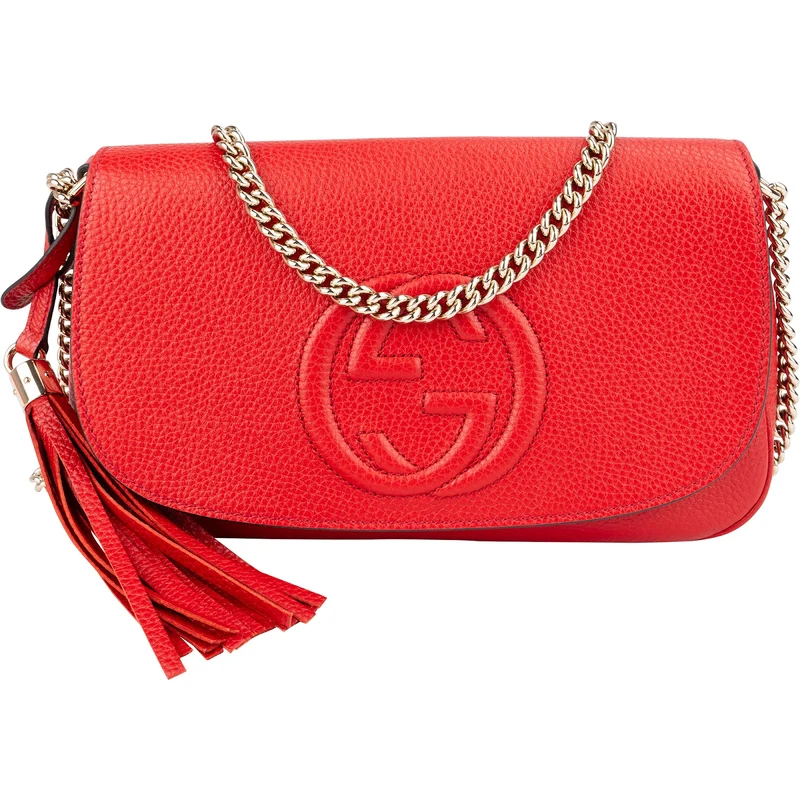Gucci Red Pebbled Leather GG Soho Crossbody Bag