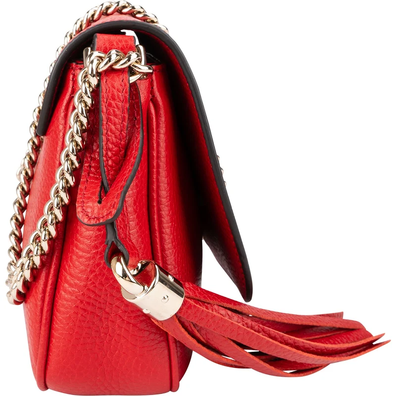 Gucci Red Pebbled Leather GG Soho Crossbody Bag
