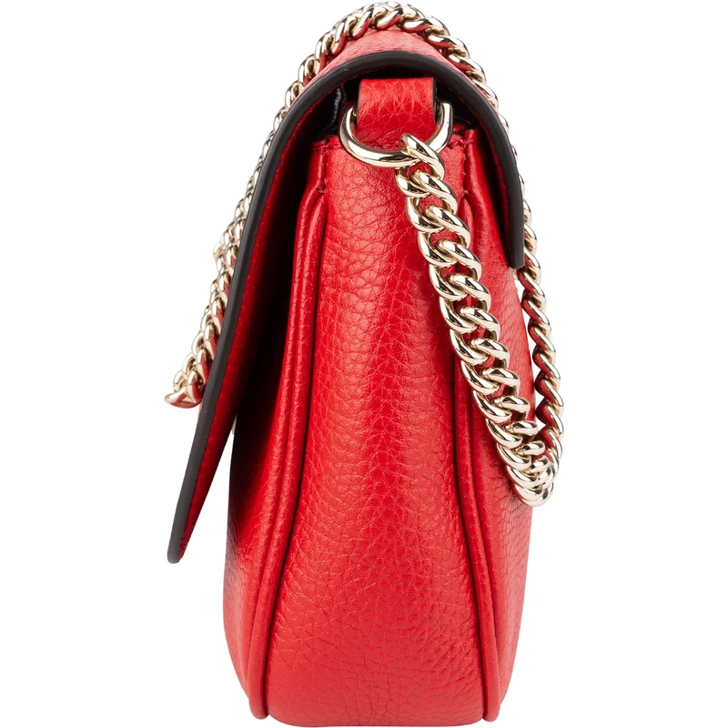 Gucci Red Pebbled Leather GG Soho Crossbody Bag