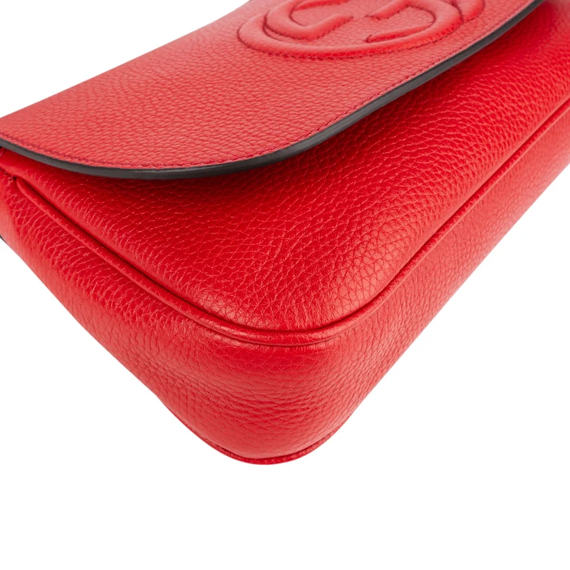 Gucci Red Pebbled Leather GG Soho Crossbody Bag