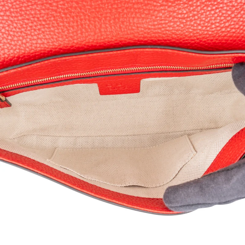 Gucci Red Pebbled Leather GG Soho Crossbody Bag