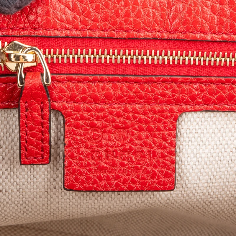Gucci Red Pebbled Leather GG Soho Crossbody Bag