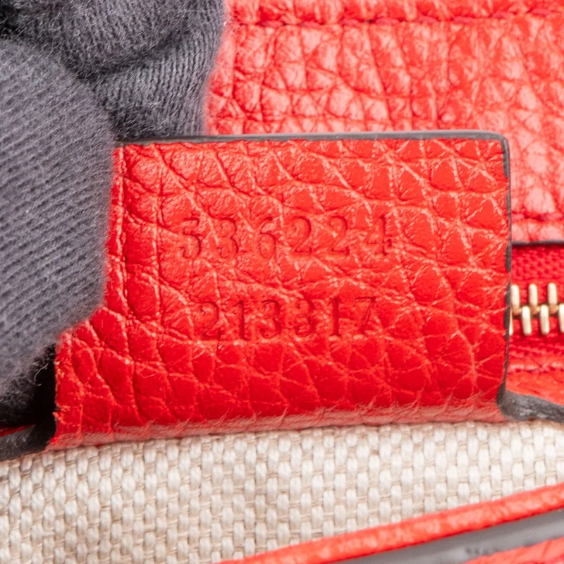 Gucci Red Pebbled Leather GG Soho Crossbody Bag