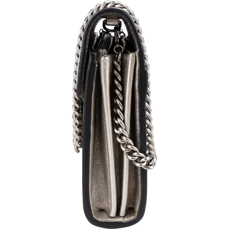 Gucci Lizard-Embossed Metallic Leather Dionysus Wallet On Chain Crossbody Bag